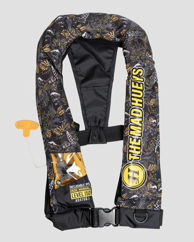 THE MAD HUEYS SKULL | INFLATABLE 150N MANUAL LIFE JACKET- BLACK