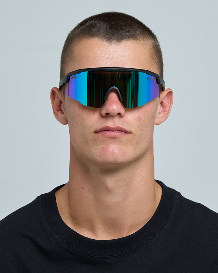 DOSE | GREEN MIRROR SUNGLASSES - MATTE BLACK