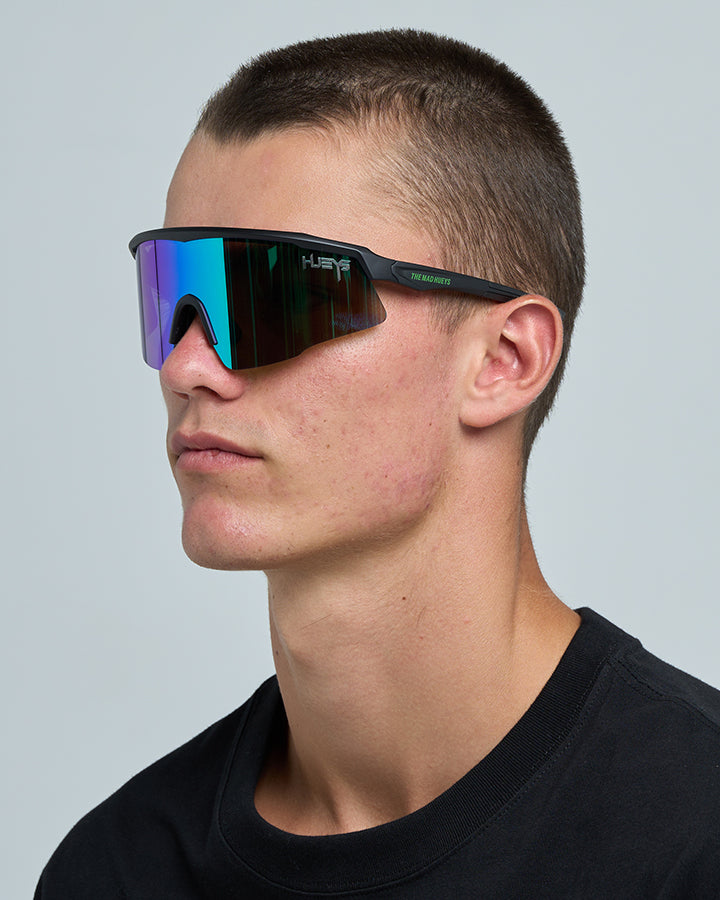 DOSE | GREEN MIRROR SUNGLASSES - MATTE BLACK