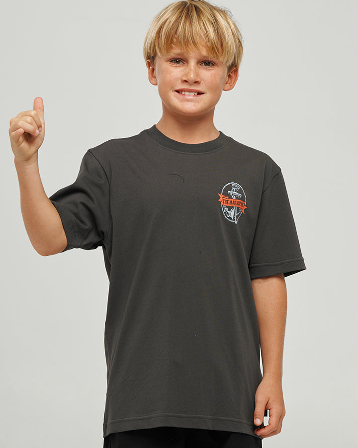 BORN TO FISH | YOUTH SS TEE - VINTAGE BLACK