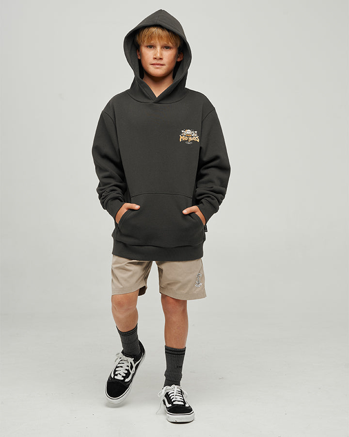 SKULL PARADISE JUNGLE | YOUTH HOODED PULLOVER - VINTAGE BLACK