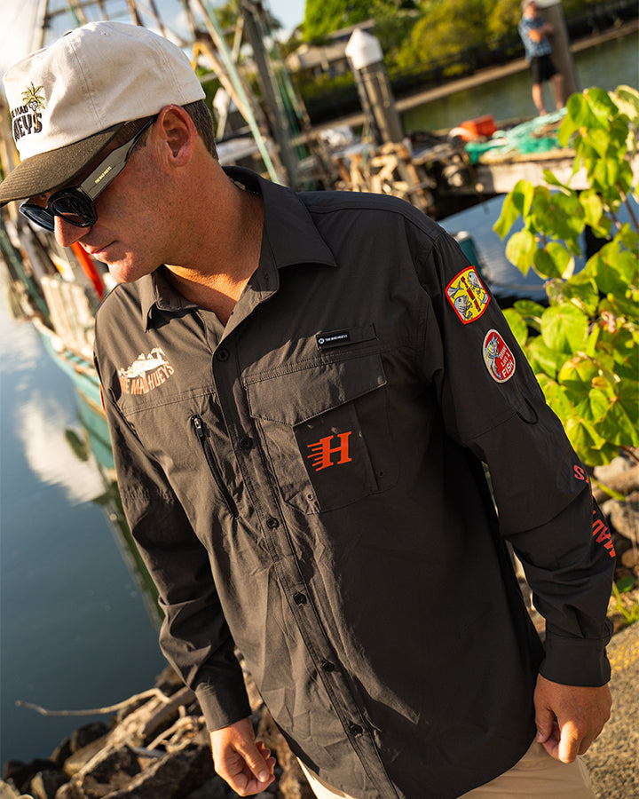 DRINK LIKE A FISH | UPF 50+ FISHING SHIRT - CHARCOAL