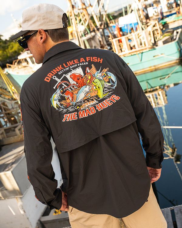 DRINK LIKE A FISH | UPF 50+ FISHING SHIRT - CHARCOAL
