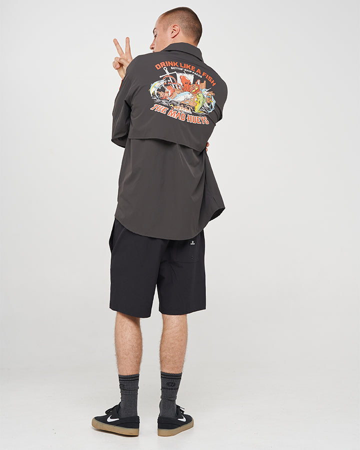 DRINK LIKE A FISH | UPF 50+ FISHING SHIRT - CHARCOAL