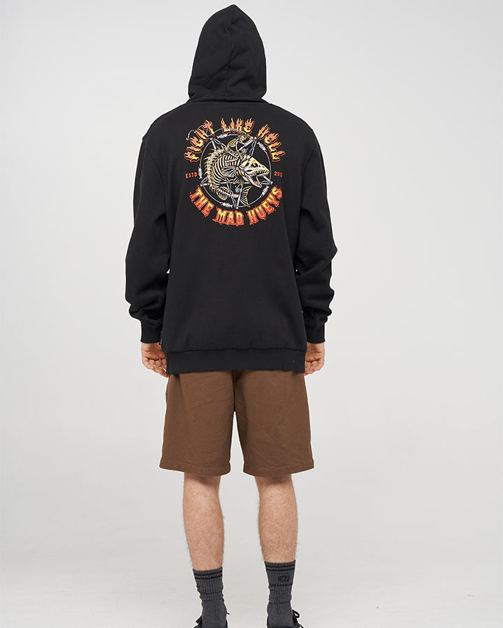 FIGHT LIKE HELL | HOODED PULLOVER - BLACK