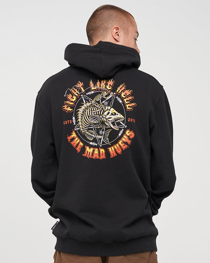 FIGHT LIKE HELL | HOODED PULLOVER - BLACK