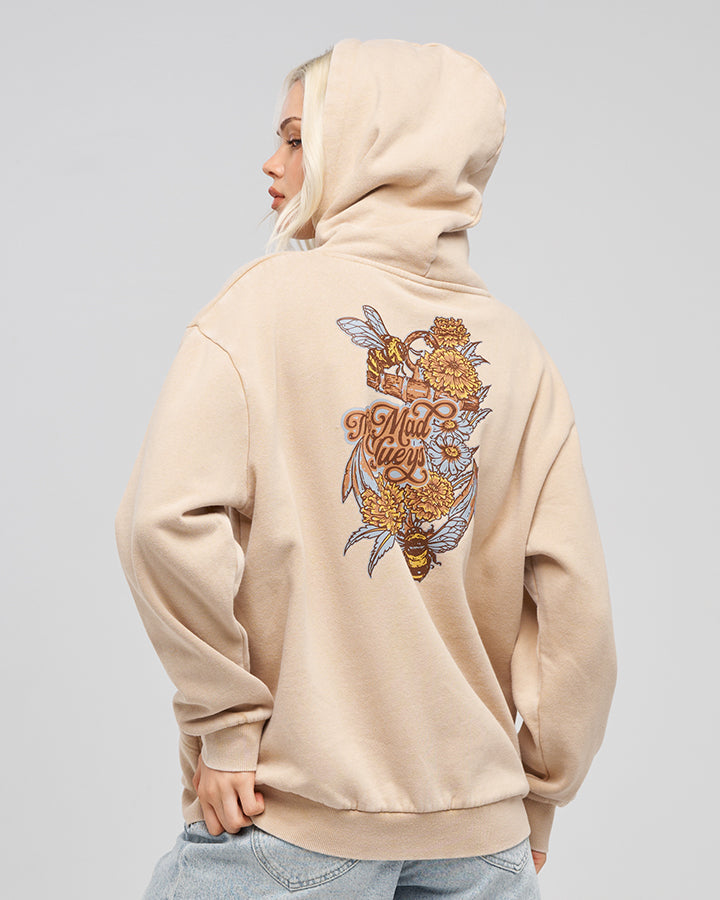 BEE ANCHOR | WOMENS HOODED PULLOVER - WASHED LATTE
