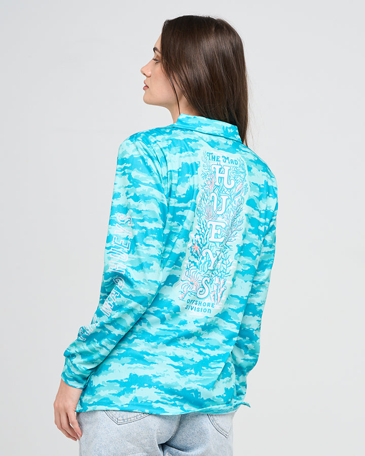 SEA FLOOR HUEYS | WOMENS FISHING JERSEY - AQUA