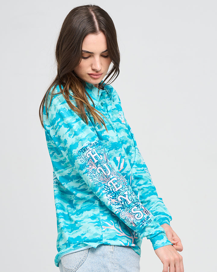 SEA FLOOR HUEYS | WOMENS FISHING JERSEY - AQUA