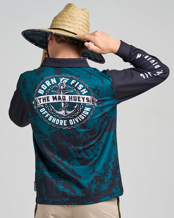 BORN TO FISH | YOUTH UPF 50+ FISHING JERSEY - ATLANTIC