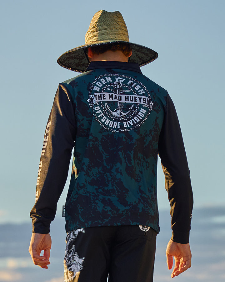 BORN TO FISH | YOUTH UPF 50+ FISHING JERSEY - ATLANTIC