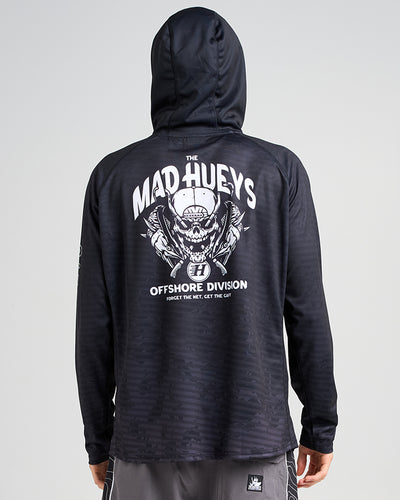 GAFFED SKULL | UPF 50+ HOODED MASKED FISHING JERSEY - BLACK