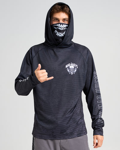 GAFFED SKULL | UPF 50+ HOODED MASKED FISHING JERSEY - BLACK