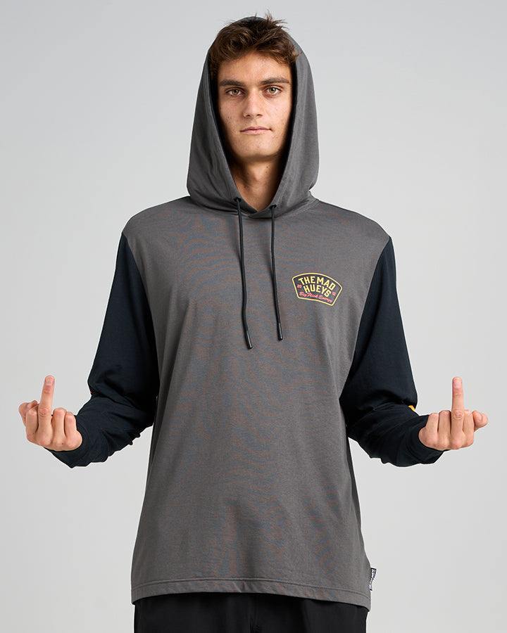 BIG FLICK ENERGY | UPF 30+ HOODED FISHING POLO - CHARCOAL