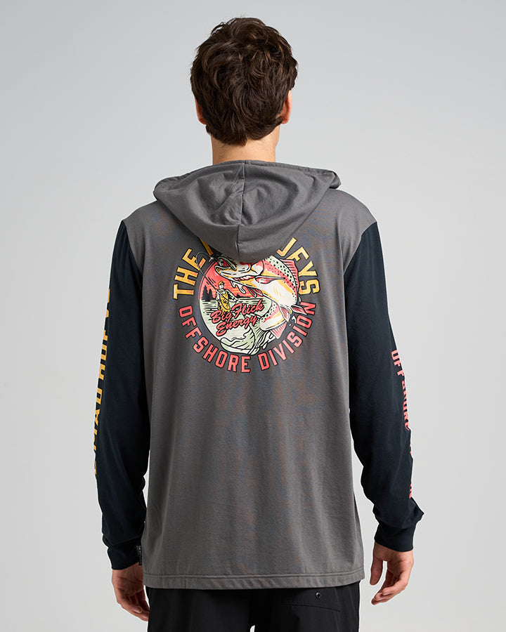 BIG FLICK ENERGY | UPF 30+ HOODED FISHING POLO - CHARCOAL