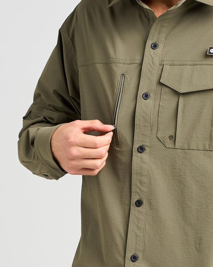 BORN TO FISH | UPF 50+ FISHING SHIRT - OLIVE