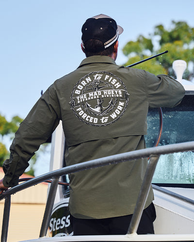 BORN TO FISH | UPF 50+ FISHING SHIRT - OLIVE