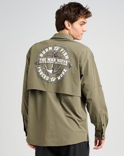 BORN TO FISH | UPF 50+ FISHING SHIRT - OLIVE