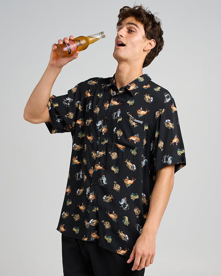 DRINK LIKE A FISH | WOVEN SHIRT - VINTAGE BLACK