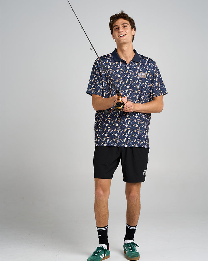 BORN TO FISH | 18" SWIM VOLLEY SHORT - BLACK