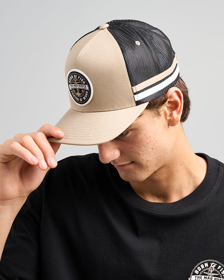 BORN TO FISH | TWILL TRUCKER - TAN