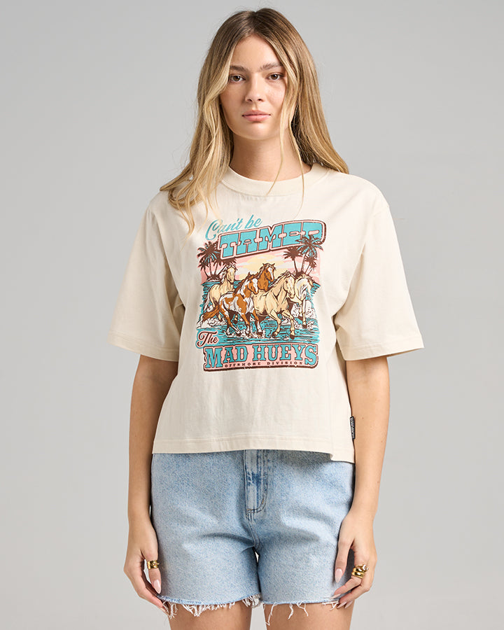 CANT BE TAMED | WOMENS BOXY TEE - STONE