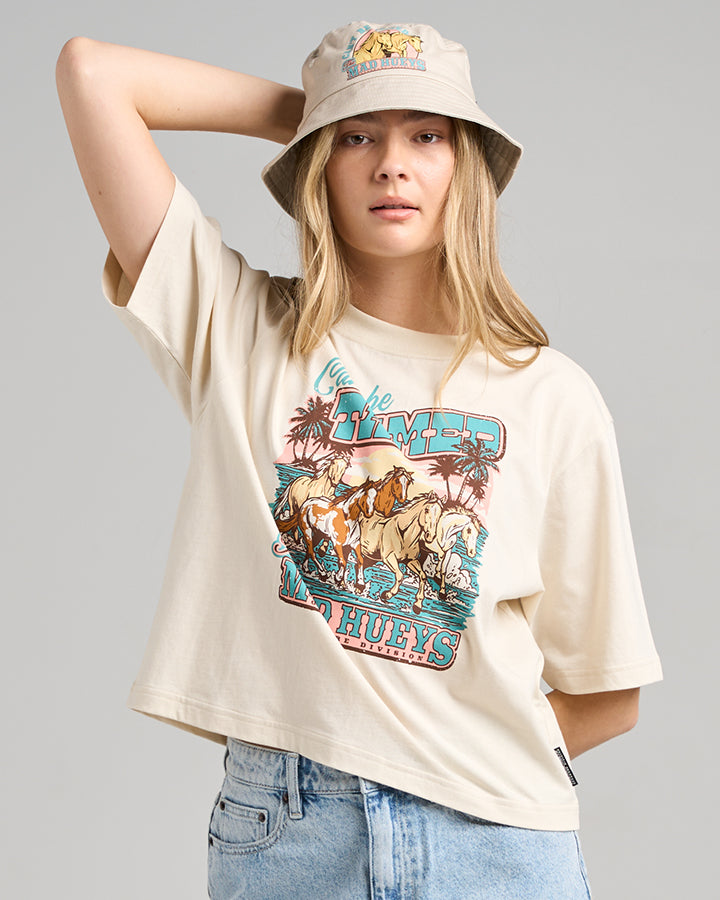 CANT BE TAMED | WOMENS BOXY TEE - STONE