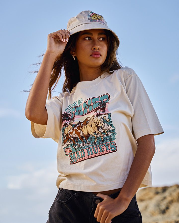 CANT BE TAMED | WOMENS BOXY TEE - STONE