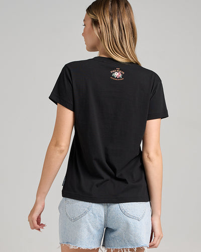 TIKI ANCHOR | WOMENS V NECK TEE - BLACK