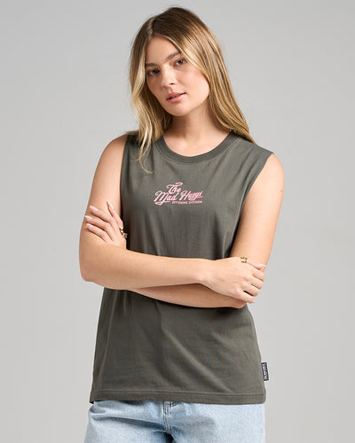 GOOD VIBES | WOMENS MUSCLE - CHARCOAL