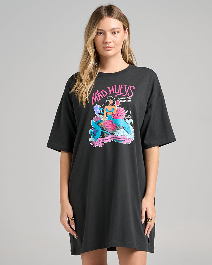 ANEMONES CLOSE | WOMENS TEE DRESS - VINTAGE BLACK