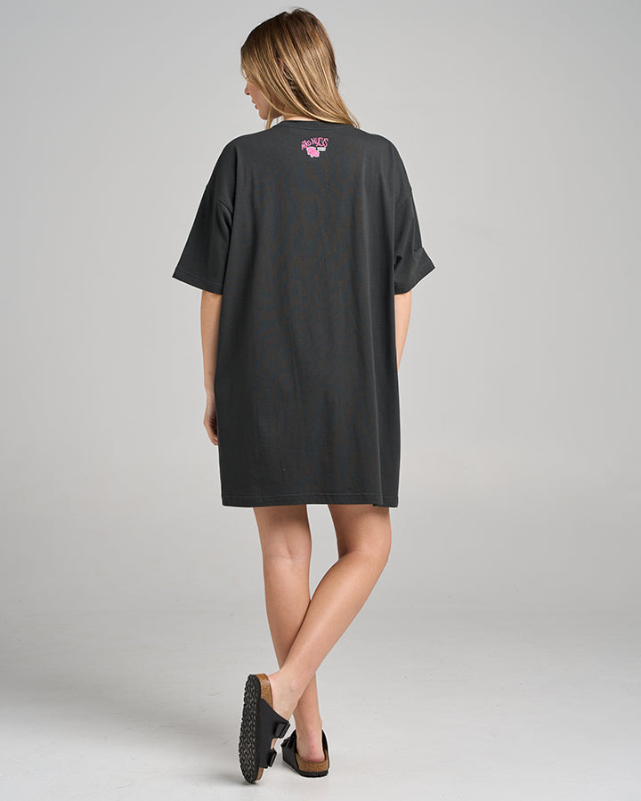 ANEMONES CLOSE | WOMENS TEE DRESS - VINTAGE BLACK