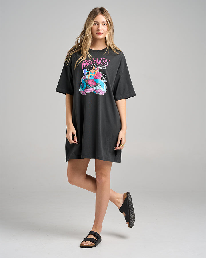 ANEMONES CLOSE | WOMENS TEE DRESS - VINTAGE BLACK