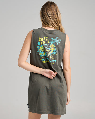 CAST AWAY | WOMENS MUSCLE DRESS - CHARCOAL