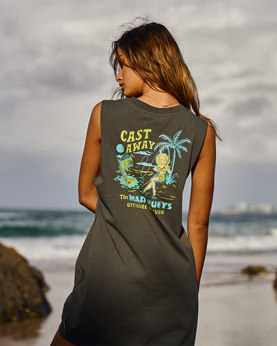 CAST AWAY | WOMENS MUSCLE DRESS - CHARCOAL