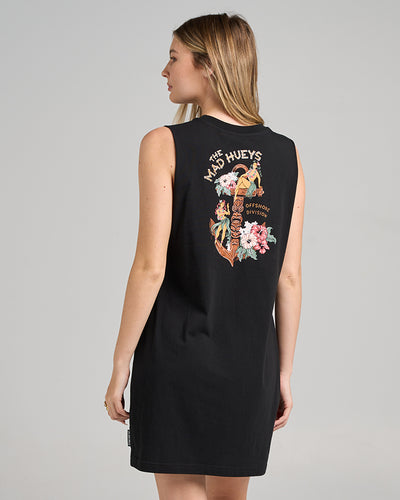 TIKI ANCHOR | WOMENS MUSCLE DRESS - BLACK