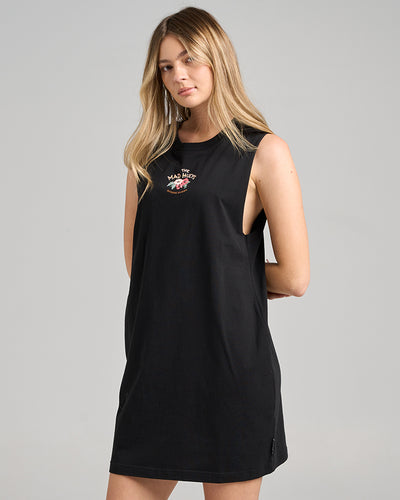 TIKI ANCHOR | WOMENS MUSCLE DRESS - BLACK