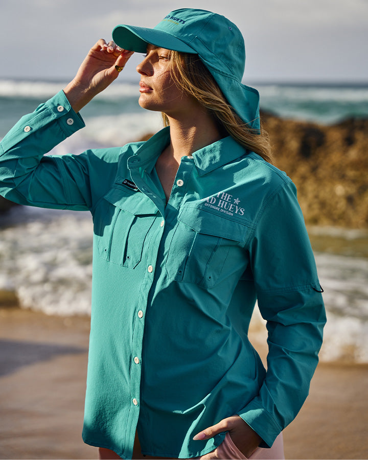 STAR ANCHOR | WOMENS UPF 50+ FISHING SHIRT - AQUA