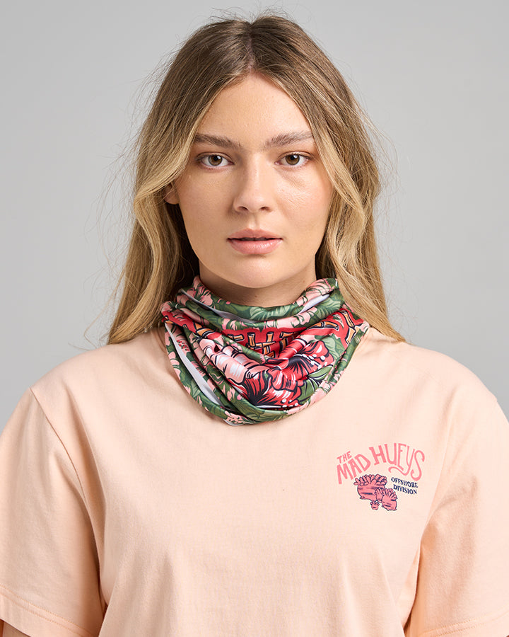 TIKI ANCHOR | WOMENS UPF30+ MULTI SCARF - PEACH GREEN