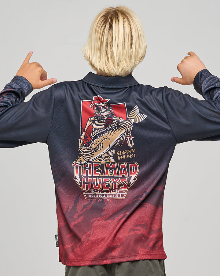 SLAPPING THAT BASS | YOUTH UPF 50+ FISHING JERSEY - BLACK