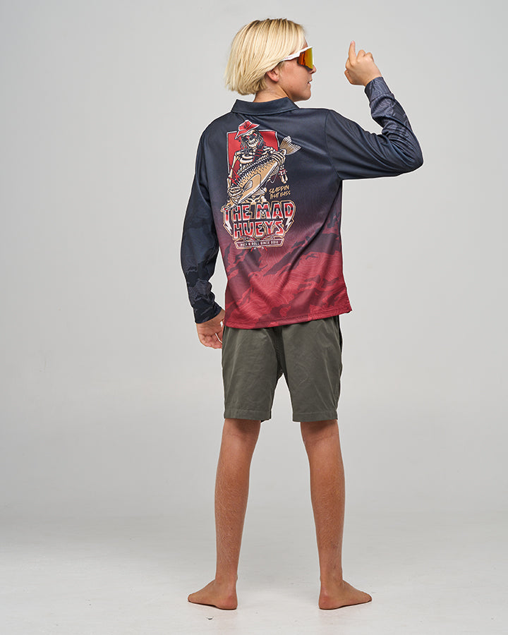SLAPPING THAT BASS | YOUTH UPF 50+ FISHING JERSEY - BLACK