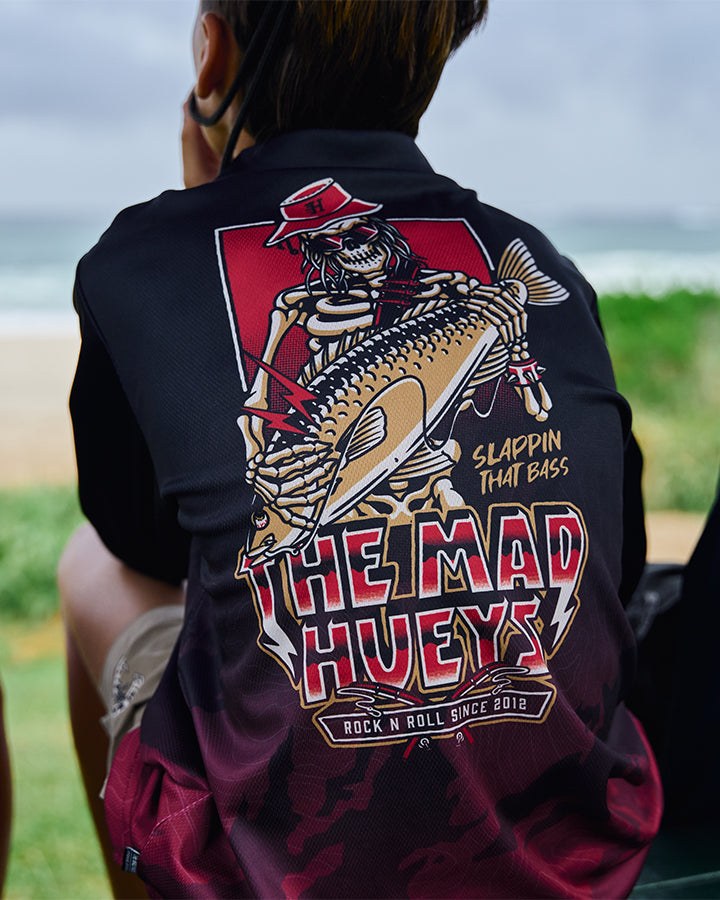 SLAPPING THAT BASS | YOUTH UPF 50+ FISHING JERSEY - BLACK