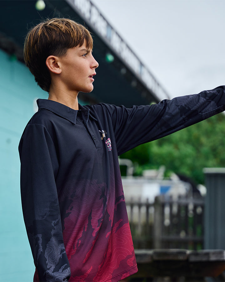 SLAPPING THAT BASS | YOUTH UPF 50+ FISHING JERSEY - BLACK