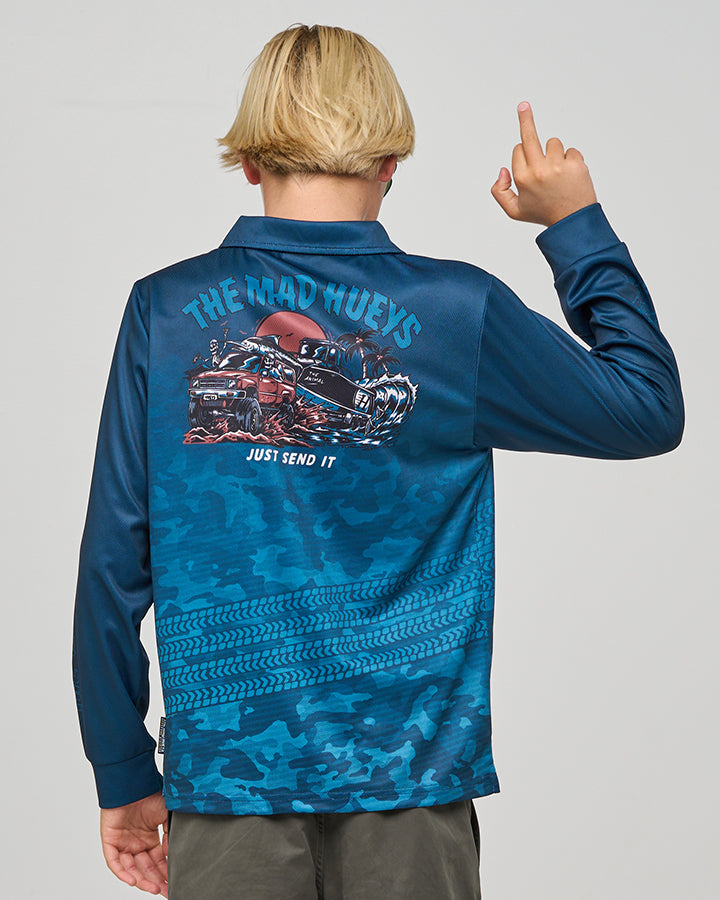 SEND IT | YOUTH UPF 50+ FISHING JERSEY - TEAL