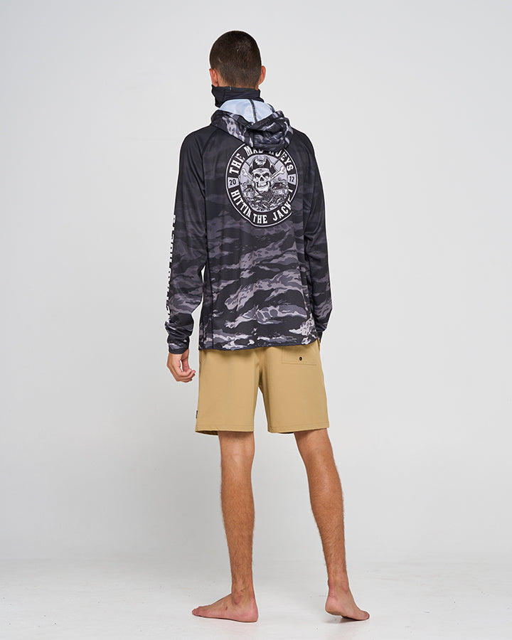 HITTIN THE JACKPOT | UPF 50+ HOODED FISHING JERSEY - BLACK