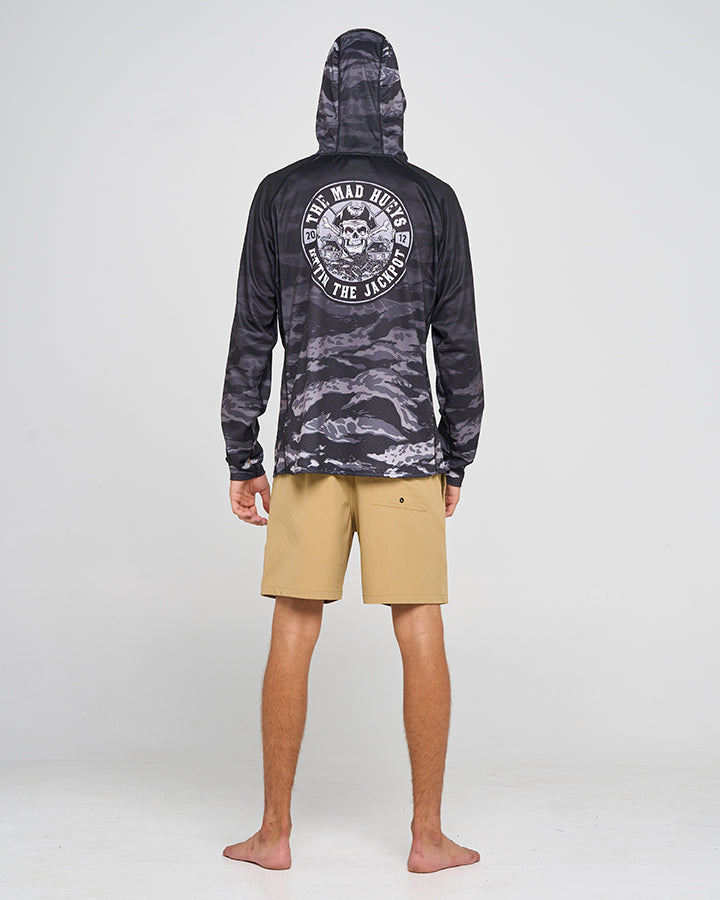 HITTIN THE JACKPOT | UPF 50+ HOODED FISHING JERSEY - BLACK