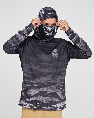 HITTIN THE JACKPOT | UPF 50+ HOODED FISHING JERSEY - BLACK