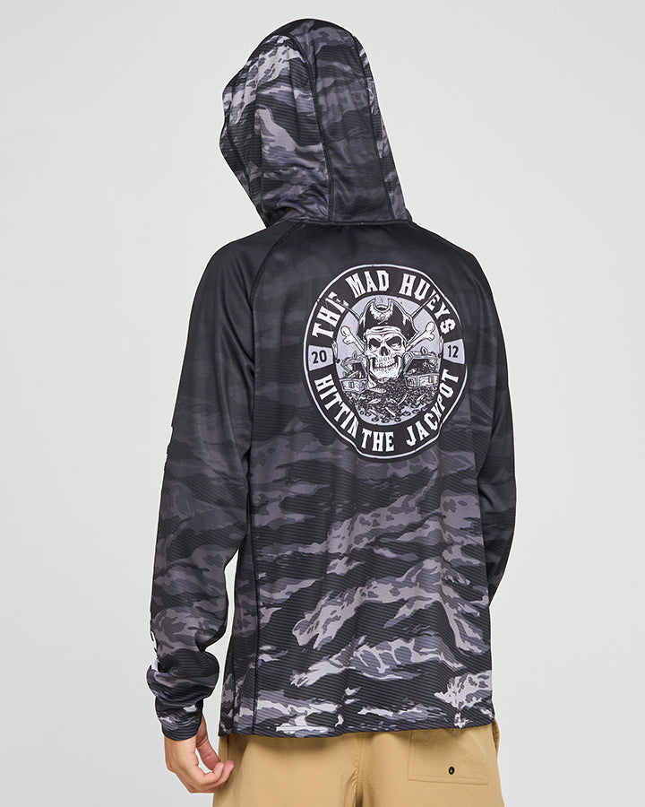 HITTIN THE JACKPOT | UPF 50+ HOODED FISHING JERSEY - BLACK