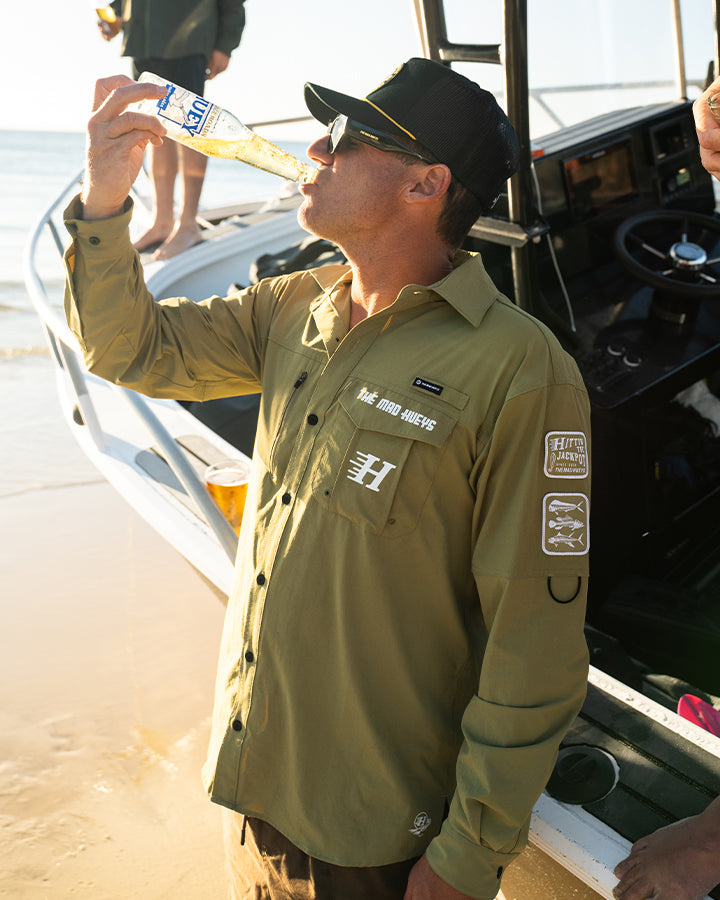 JIGGIN OFF THE BOTTOM | UPF 50+ FISHING SHIRT - KHAKI