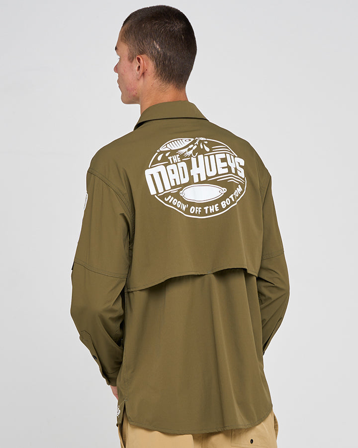 JIGGIN OFF THE BOTTOM | UPF 50+ FISHING SHIRT - KHAKI